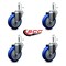 Service Caster 4'' Blue Polyurethane Wheel Swivel 7/16'' Grip Ring Stem Caster Set, 4PK SCC-GR20S414-PPUB-BLUE-716138-4 - alternate 4